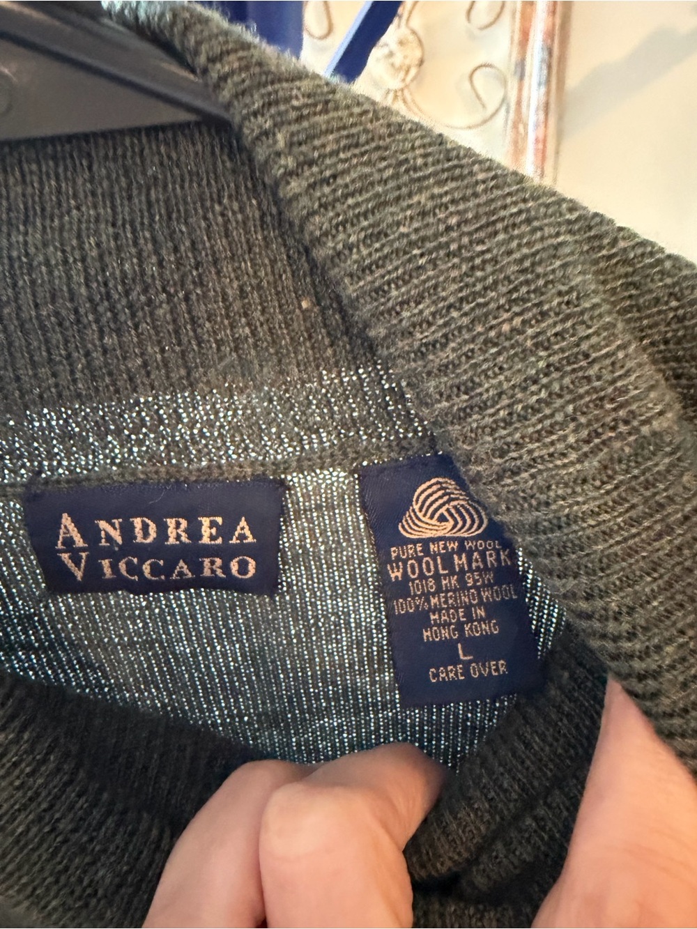 Andrea Viccaro Women's Dark Green Wool Scoop Neck Sweater